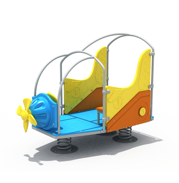 Outdoor Backyard Plastic Small Airplane Spring Rider for Kiddie Ride