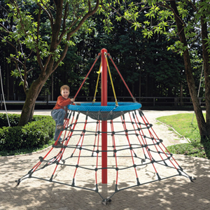 Children's Outdoor Playground Equipment Plastic Pyramid Tower Climbing Frame with Rope Net for Park Amusement and School Use
