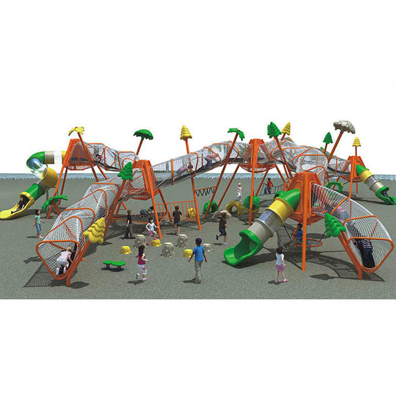 Custom Multifunctional Outdoor Rope Climbing Combination Play Equipment with Slide