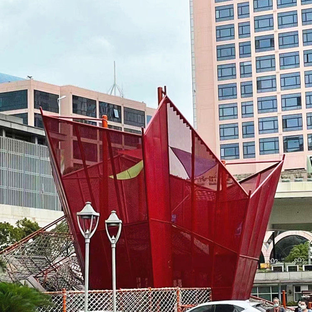 Red Rope Net Adventure Ship for Kids Custom Climbing and Balance Play Structure for Outdoor Playgrounds and Themed Parks Entertainment