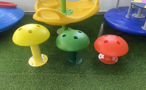 Plastic Mushroom Swivel Chair for Kids: Outdoor Park and Backyard Playground Set with Rotating Seats for Gardening and Play