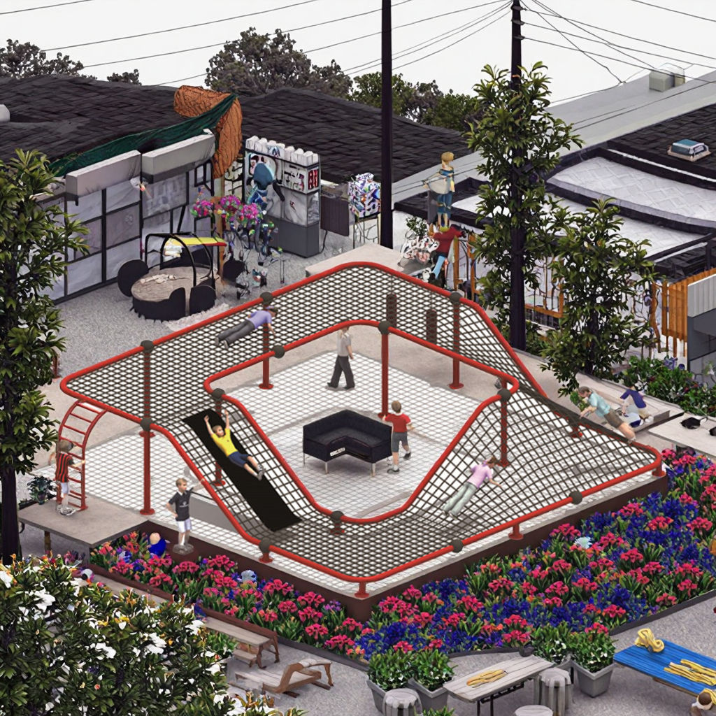 Outdoor Amusement Equipment Multifunctional Climbing Net with Slide Children Playground Facilities for Fitness Adventure Park