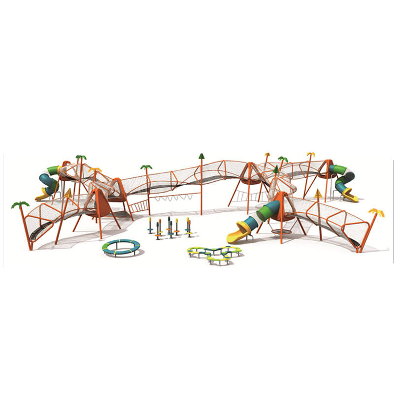 Custom Multifunctional Outdoor Rope Climbing Combination Play Equipment with Slide