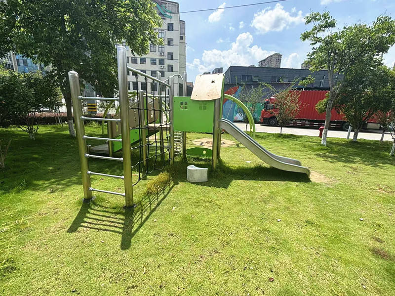 Outdoor Kids Playhouse with Slide | PE Panel Children's Playground Equipment for Garden