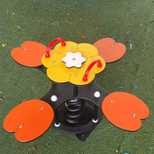Children's outdoor garden game spring seesaw four-seater flower shape toddler seesaw playground toys hot sale