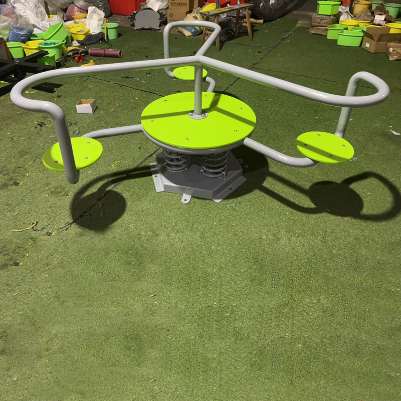 High-quality children's spring seesaw with safety guards, designed for outdoor playground equipment.