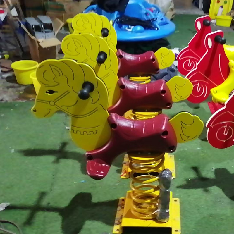 Outdoor Children's Playground Spring Rider PE Board Animal Shape Children's Spring Wooden Horse
