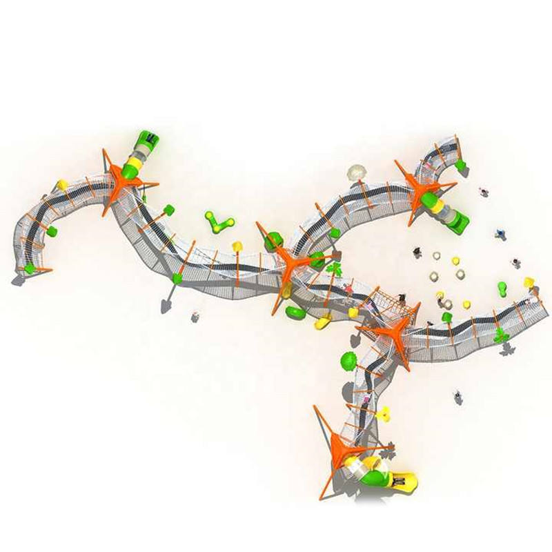 Custom Multifunctional Outdoor Rope Climbing Combination Play Equipment with Slide