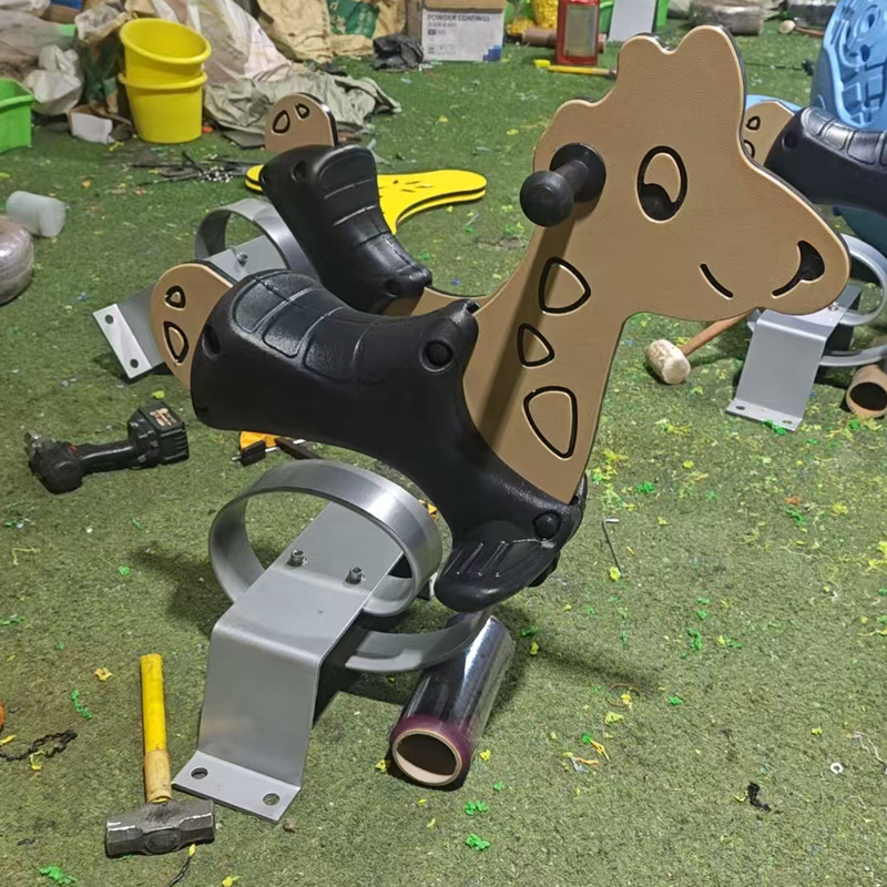 China Supplier Used Playground Equipment PE Plate Children's Spring Wooden Horse Applied in Theme Parks