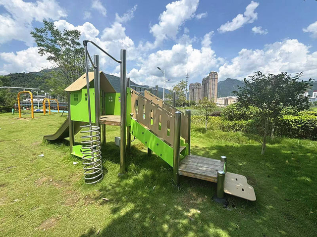 Outdoor Kids Playhouse with Slide | PE Panel Children's Playground Equipment for Garden