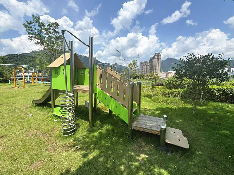 Outdoor Kids Playhouse with Slide | PE Panel Children's Playground Equipment for Garden