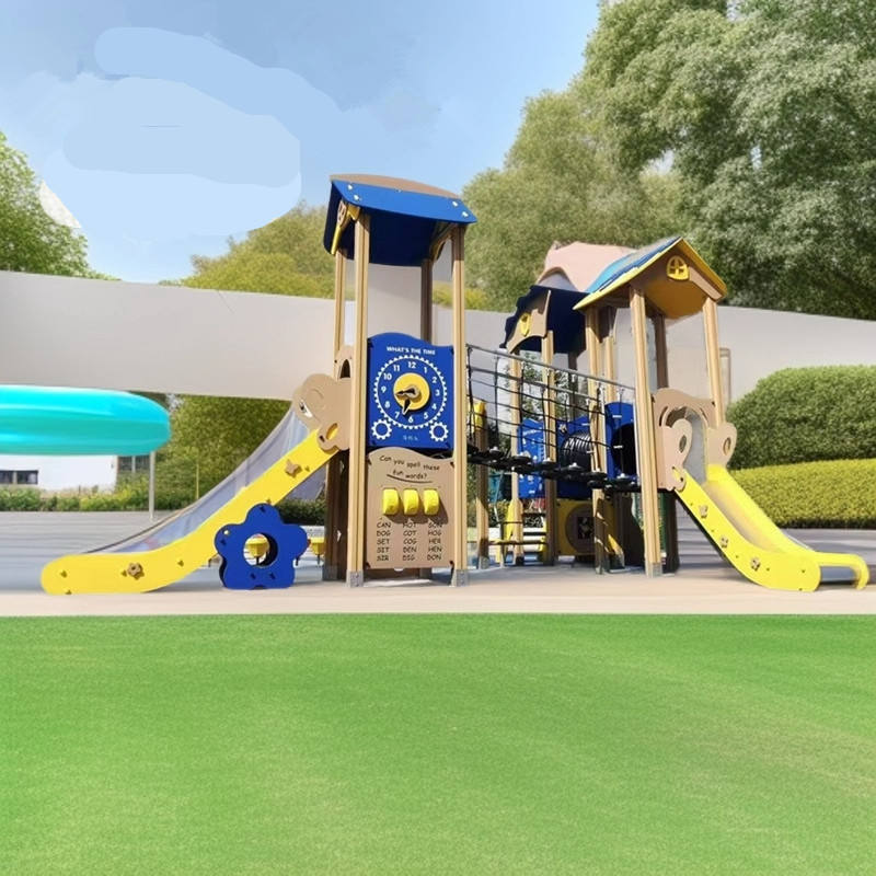 Outdoor Playground Set Stainless Steel Metal Slide Safety Preschool PE Board Park Equipment Fun Amusement for Kids Children