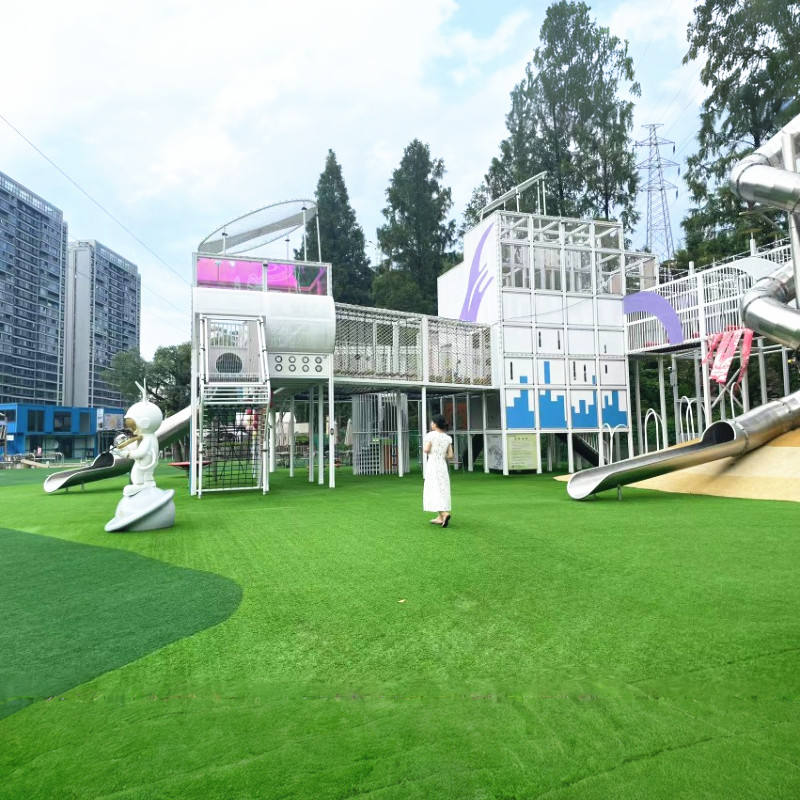 Free Design Space Theme Big Outdoor Play Equipment Stainless Slide Amusement Park Equipment Children Playground