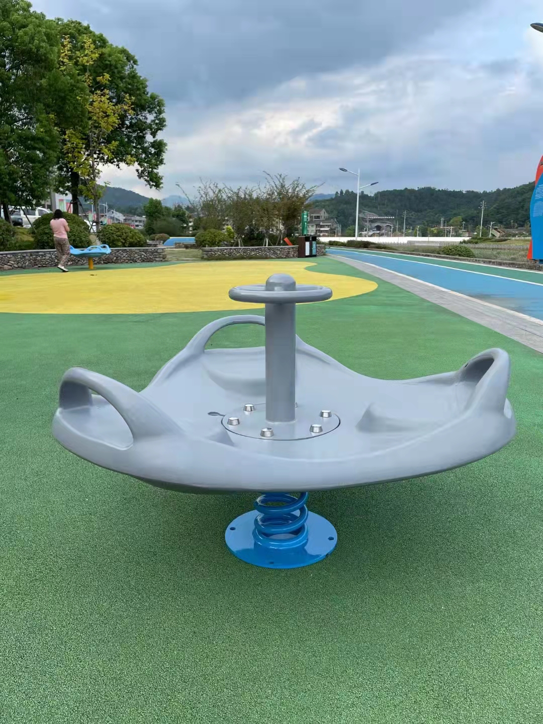 New design kids seesaw seat kindergarten carousel indoor and outdoor playground equipment