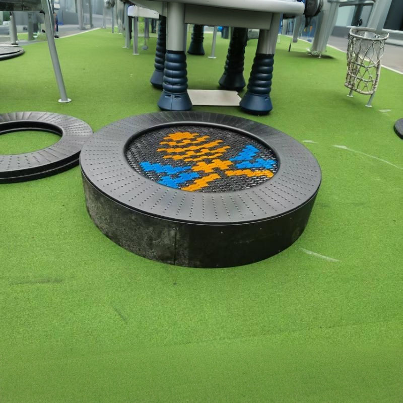 Outdoor Commercial-Grade Circular Trampoline Playground colorful