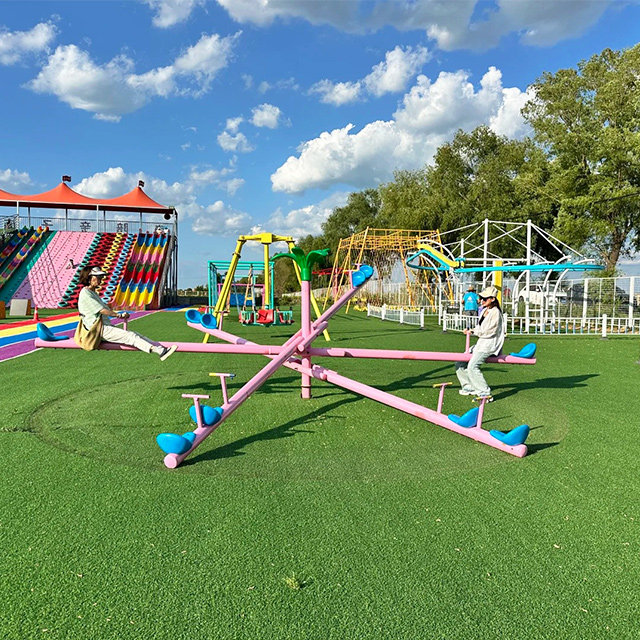 Unpowered Park Popular Multi-Child Outdoor Playground Seesaw Equipment Galvanized Pipe Seesaw