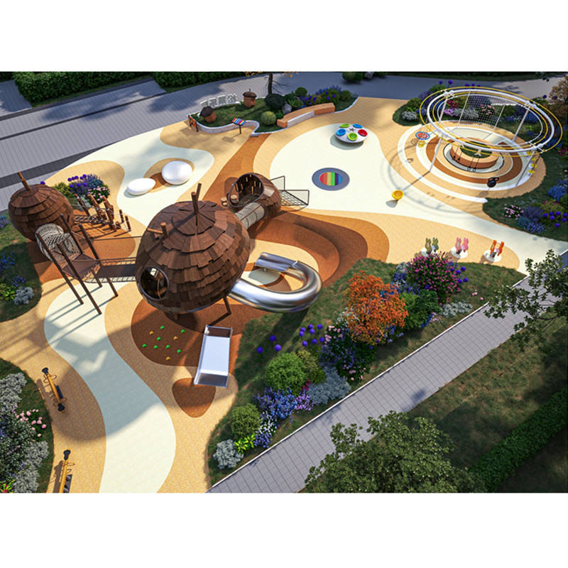 Bamboo & Wood Slide Playground: Large Commercial Outdoor Equipment for Children