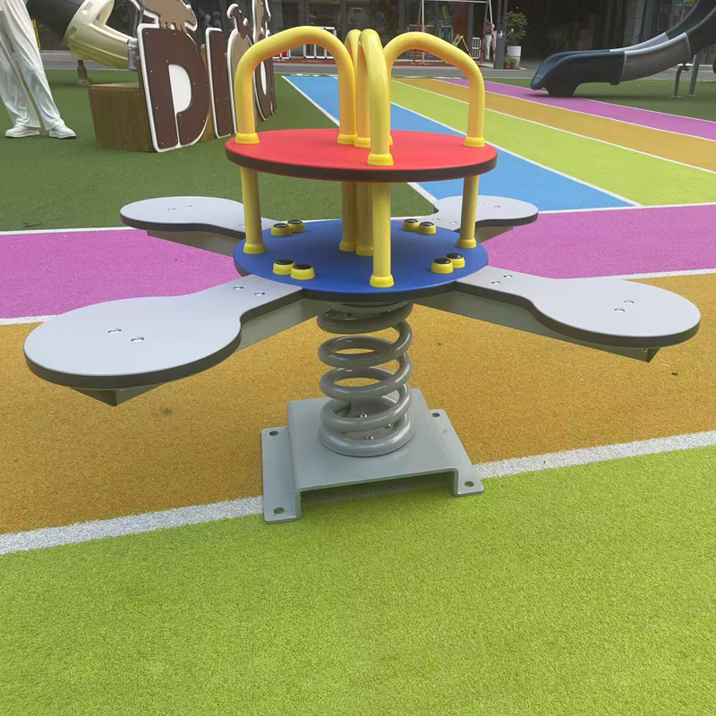 Customized Outdoor Playground Four Seater Children Spring Plastic Seesaw Carousel Play Equipment