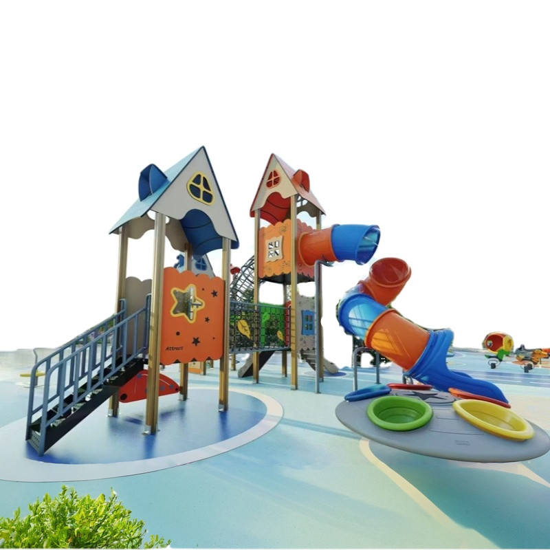 Large Outdoor Amusement Equipment for Kids Metal Plastic Slides Garden ...