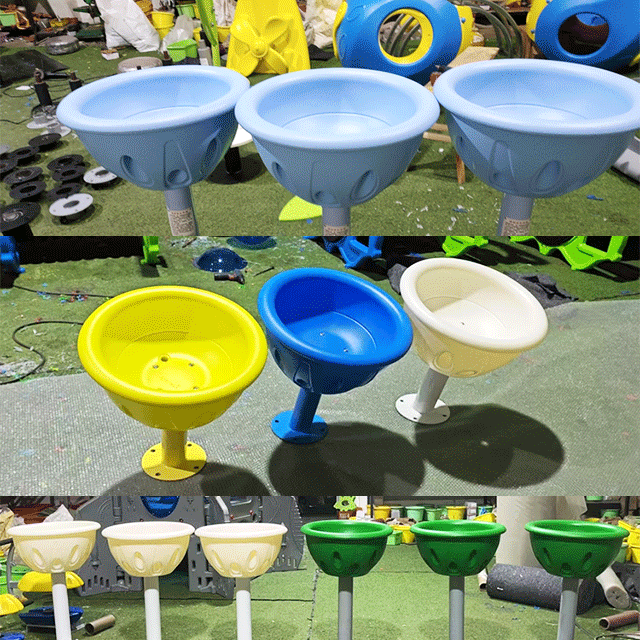 Outdoor LLDPE plastic carousel, multi-color children's small bowl rotating chair, commercial indoor playground equipment