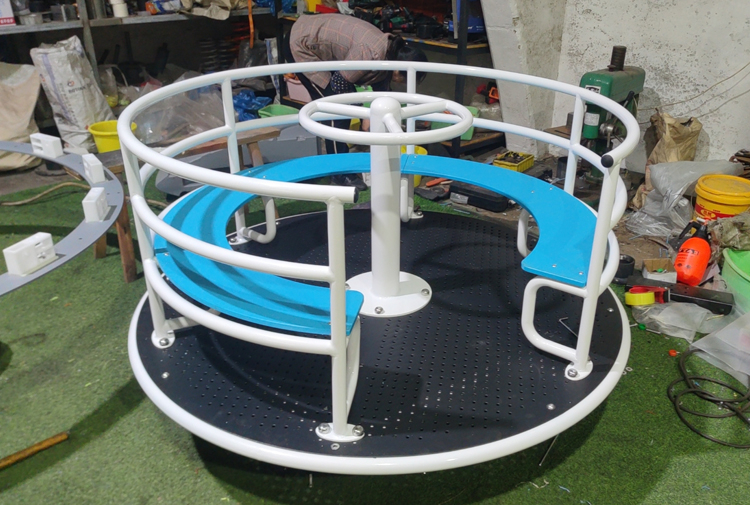 2025 Hot outdoor children's push carousel with railing high quality plastic carousel seat children's garden outdoor toys