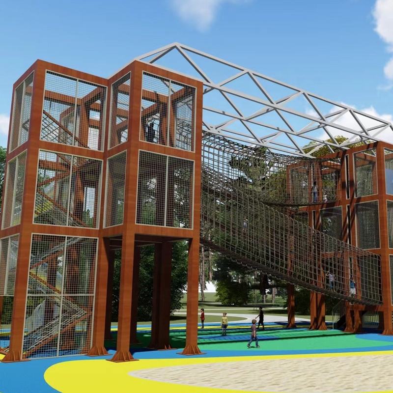 Outdoor Children's Large Playground Climbing Structure Climbing Net Playhouse Suitable for Adventure Parks, Theme Parks