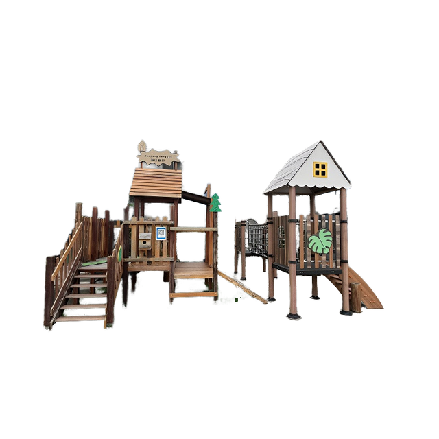 High Quality Outdoor Play Zone for Kids Amusement Park Facilities Wooden Tree Playhouse Slide for Schools Scenic Areas