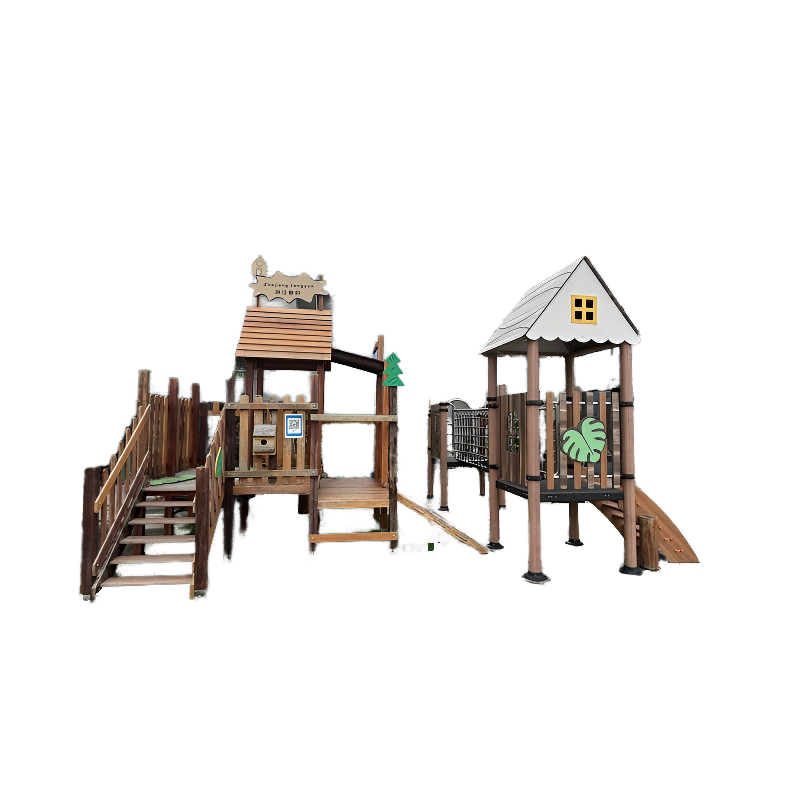 High Quality Outdoor Play Zone for Kids Amusement Park Facilities Wooden Tree Playhouse Slide for Schools Scenic Areas