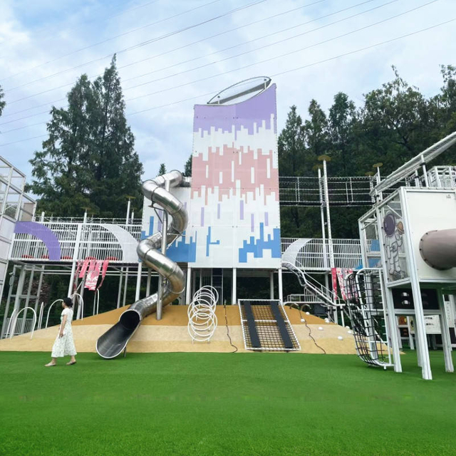 Free Design Space Theme Big Outdoor Play Equipment Stainless Slide Amusement Park Equipment Children Playground