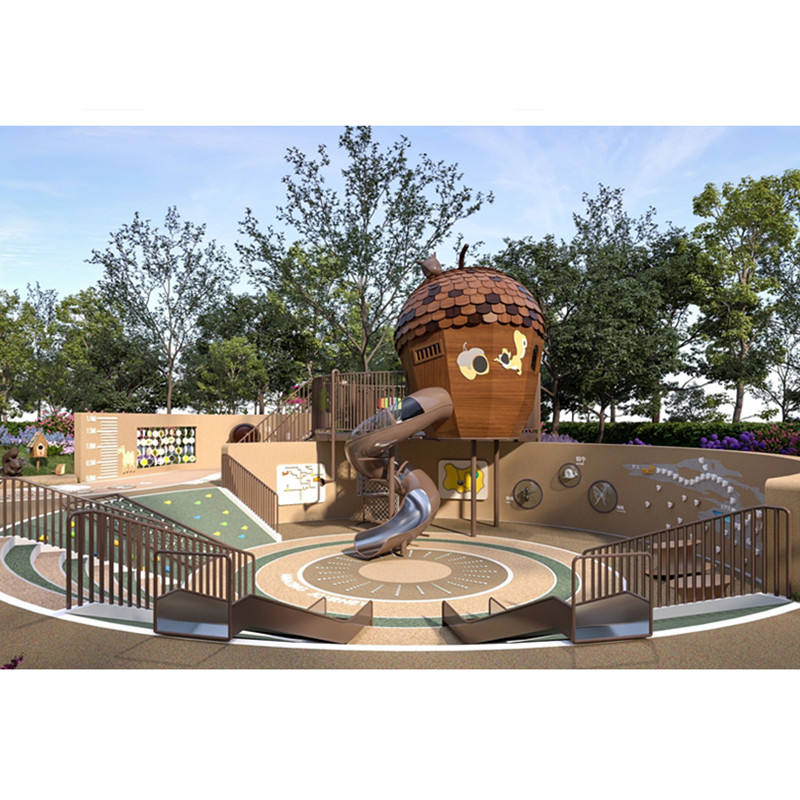 Bamboo & Wood Slide Playground: Large Commercial Outdoor Equipment for Children