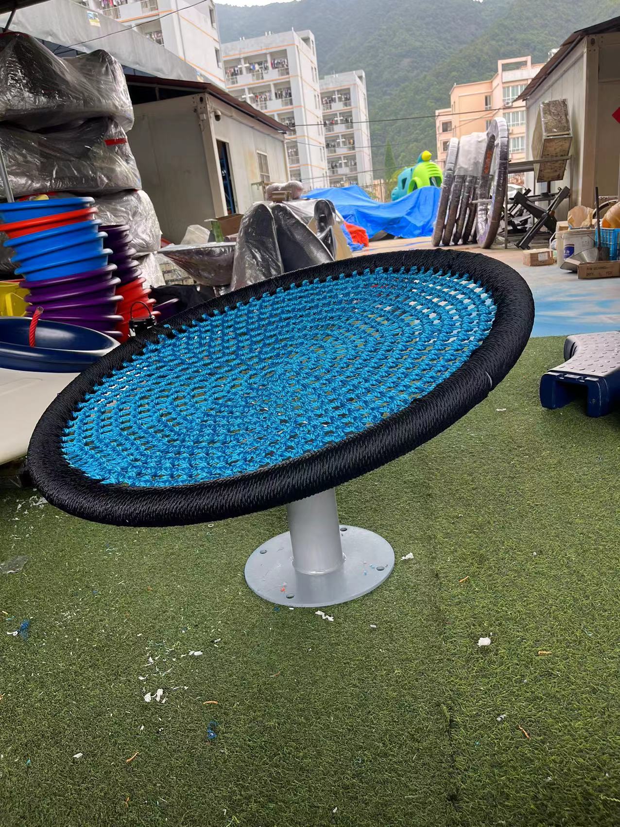 High-quality Colorful Children's Plastic Swivel Chair Outdoor Playground Equipment Mini Carousel