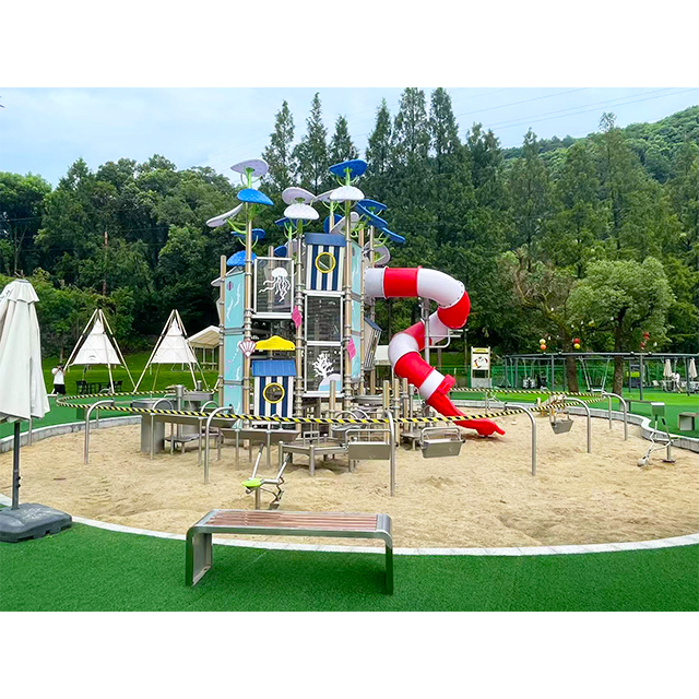 Outdoor Children's Playground Equipment combination slide for Park Yard Garden Schools and Sports VenuesOutdoor Children's Playground Equipment LLDPE Slide Swings Climbing Nets for Park Yard Garden Sc
