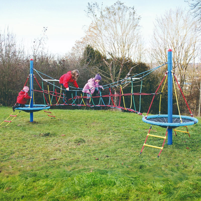 Large Outdoor Kids Climbing Net Structure with Bridge for Public Use Playground Adventure Sports Toy