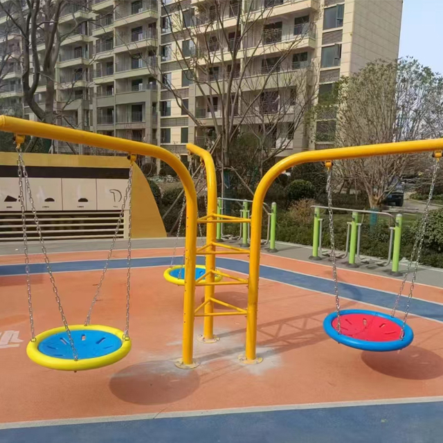 High-quality Children's Outdoor Metal Swing Set, Three-person Seat, Circular Swing, Large Outdoor Amusement Equipment