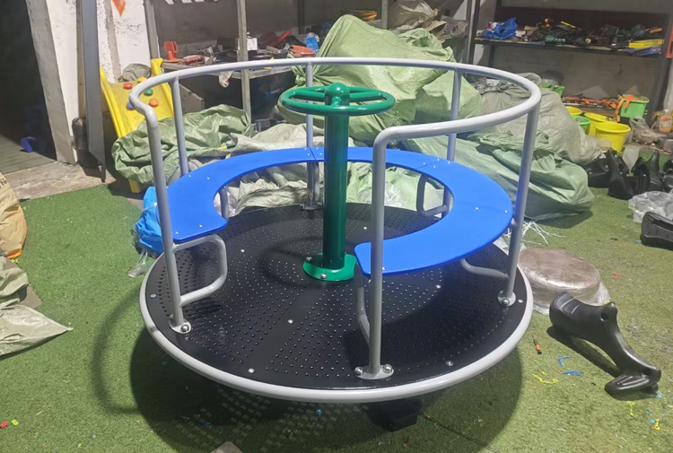Factory direct outdoor children's push carousel with railing high quality plastic carousel seat children's garden outdoor toys