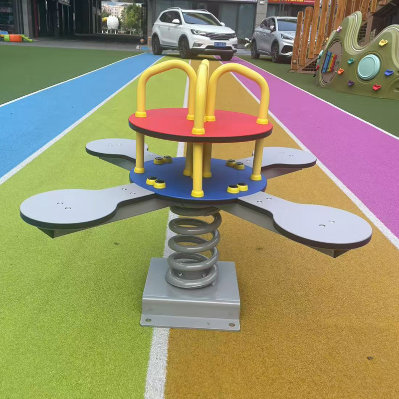 Customized Outdoor Playground Four Seater Children Spring Plastic Seesaw Carousel Play Equipment