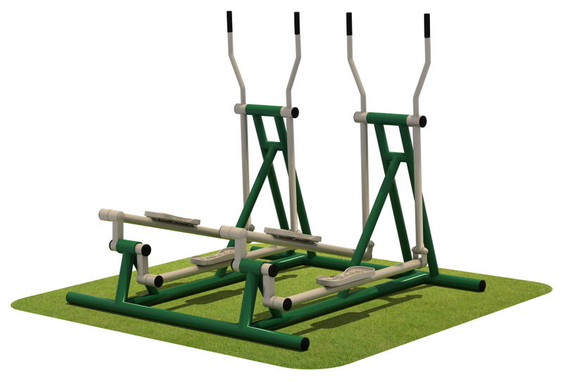 Outdoor Dual-User Elliptical Trainer for Public Fitness