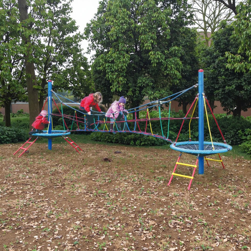 Large Outdoor Kids Climbing Net Structure with Bridge for Public Use Playground Adventure Sports Toy