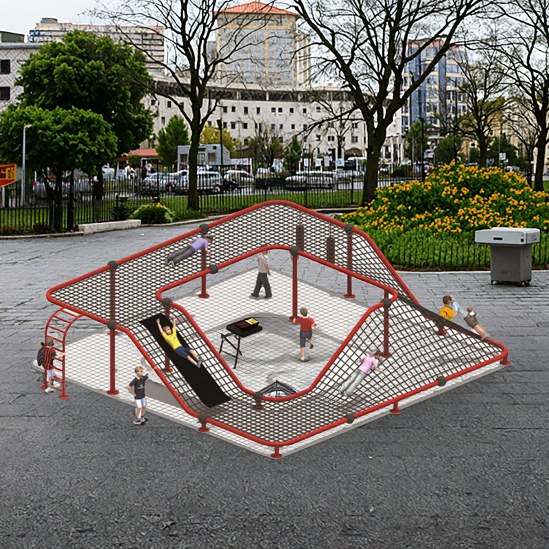 Outdoor Amusement Equipment Multifunctional Climbing Net with Slide Children Playground Facilities for Fitness Adventure Park